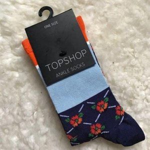 Topshop Colorblock Floral Stripe Socks